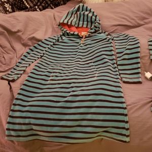 Girls Mini Boden velour hooded dress